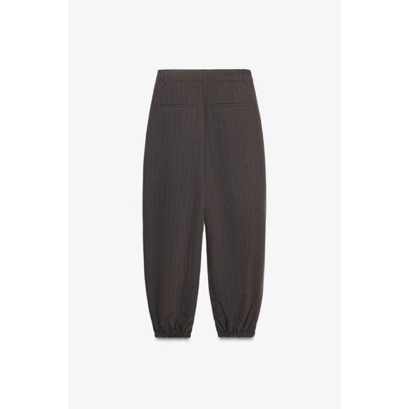 ZARA PINSTRIPE PLEATED BALLOON TROUSERS - Picture 6 of 7
